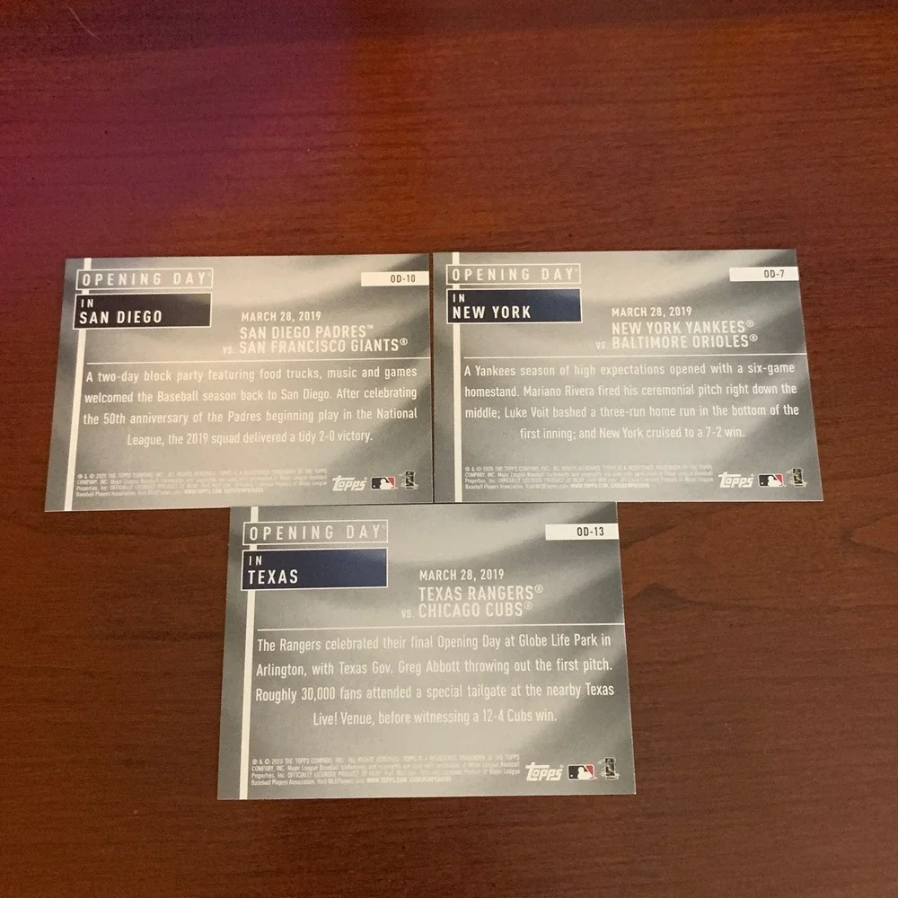 2020 Topps Opening Day‎ Set 1-15 stadiums